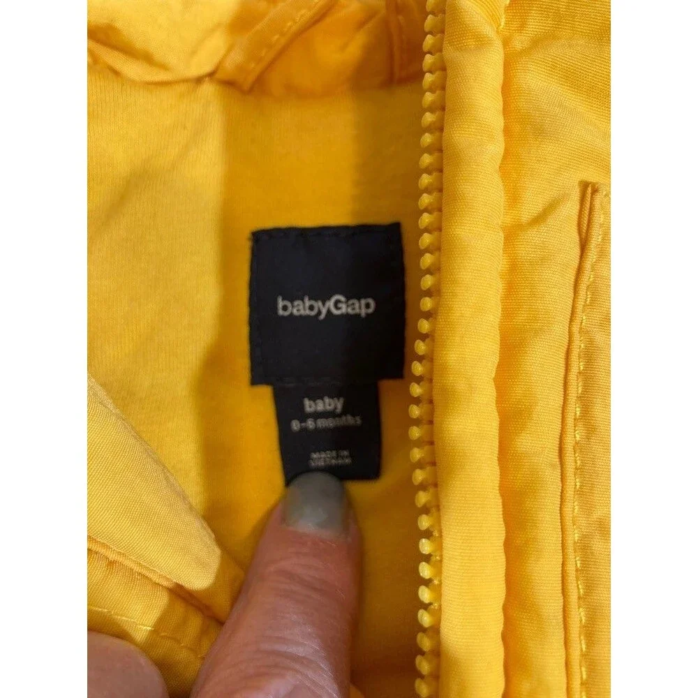 Vintage 2009 Baby Gap Utility Vest Sz‎ 0-6 Month Yellow Full Zip Up Pockets